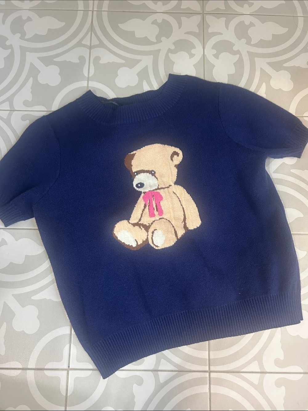 Kids Navy Blue Teddy Sweater Top